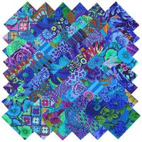 Kaffe Fassett Collective PLUM BLUE BEAUTIES Precut 5-inch Cotton Fabric Quilting Squares Charm Pack Assortment Westminster Fibers