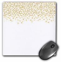 3dRose Mouse Pad Gold Sparkling Faux Glitter Confetti Dots on White, 8 x 8" (mp_266872_1)