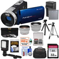 Bell & Howell Fun Flix DV50HD 1080p HD Video Camera Camcorder (Blue) + 32GB + Battery + Charger + Case + Tripod + LED + Filters + Tele/Wide Lens Kit