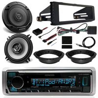 1998-2013 Harley Davidson Touring Radio Package - Kenwood Digital Media Radio, 2X Kenwood KFC 6.5" Speakers, FLHT FLHTC FLHTCU Dash Radio Install Kit, Speaker Adapters, Thumb Controls, Antenna