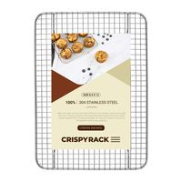 CrispyRack Heavy Duty 100% 304 Stainless Steel Wire Rack For Cooking, Roasting, Drying, and Grilling. Rack Fits Small Quarter Sheet Size Baking Pan, Oven Safe, Commercial Quality, 8.5" x 12"
