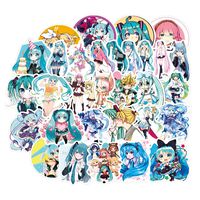50Pcs Cartoon Anime Hatsune Miku Stickers for Water Bottle Laptop Car Motorcycle Bicycle Bike Skateboard Luggage Baggage Box Decal Graffiti Patches