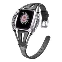 bayite Slim Leather Bands Compatible with Fitbit Versa/Versa 2, Double Twist Genuine Leather Bracelet Women, Black Large