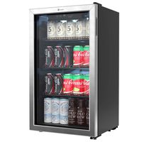 Vremi 120 Can Beverage Refrigerator and Cooler - 3.2 Cu. Ft. Mini Fridge with Glass Door for Soda Beer or Wine - Auto Defrost Drink Dispenser Machine for Office or Bar with Removable Shelves
