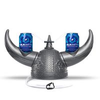 BLKSMITH Viking Can Holder Helmet for Sport Events Party Hat Games and More - Adjustable Band Fits 16" to 24" Heads - Silver