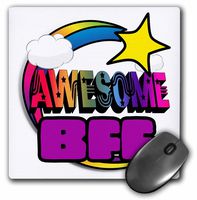 3D Rose"Shooting Star Rainbow Awesome BFF" Matte Finish Mouse Pad - 8 x 8" - mp_201216_1
