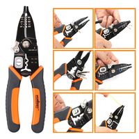 HORUSDY 6-in-1 Wire Stripping Tool, 8-Inch Wire Stripper for Wire Loop in Wire/Stripping/Crimping/Cutting/Iron Wire Cutting and Double Strand Wire Cutting