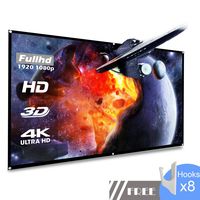 koogoo Projection Projector Screen 100 Inch HD 16:9, Portable Foldable Indoor Outdoor Movie Screen，Support Double Sided Projection, Suitable for HDTV/Sports/Movies/Presentations (100 inch)