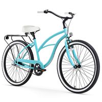 sixthreezero Around The Block Women's 3-Speed Beach Cruiser Bicycle, 26" Wheels, Teal Blue with White Seat and Grips