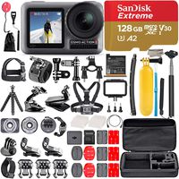 2019 DJI Osmo Action Camera with 2 Screens, 4K HDR Video, 11m(36ft) Waterproof, comes 128GB Micro SD, Carrying Case, Floating Handle, Portable Handheld, 50 in 1 Combo, 1 Year Limited Warranty
