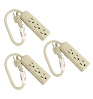 WennoW 3pc 1ft Grounded 3 Outlet Power Strip US Plug AC Wall Power Cord ETL Listed Grey