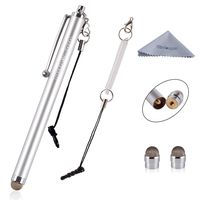 Wisdompro Stylus, 4.8 Inch Universal Microfiber Mesh Tip Styli with 2pcs Replacement Tips for Capacitive Touch Screen iPad, Tablet, iPhone, Samsung Galaxy Note/Tab and More (Silver)