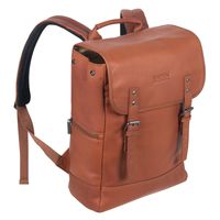 Kenneth Cole Reaction Colombian Leather Single Compartment Flapover 14.1" Laptop Backpack (RFID), Cognac