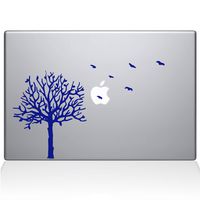 The Decal Guru 2094-MAC-15X-DB Tree with Birds Decal Vinyl Sticker, Dark Blue, 15" MacBook Pro (2016 & Newer)