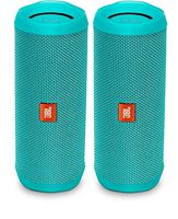 JBL Flip 4 Waterproof Portable Wireless Bluetooth Speaker Bundle - (Pair) Teal