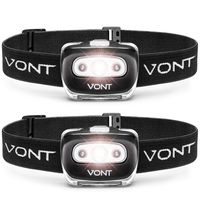 Vont Spark LED Headlamp Flashlight (2 PACK) Super Bright Head Lamp Suitable for Running, Camping, Hiking, Climbing, Headlight Includes Red Light, Headlamps for Adults & Kids