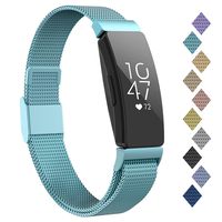 POY Compatible with Fitbit Inspire Hr Bands, Stainless Steel Replacement for Fitbit Inspire and Ace 2 Metal Loop Bracelet Sweatproof Wristbands for Women Men SkyBlue Small