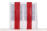 Juya Delight 2ft x 8ft x 2Pcs Red Sequin Photography Backdrop Curtain for Wedding Party Decoration Festival Ceremony