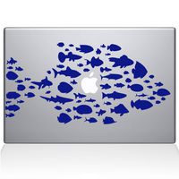 The Decal Guru 0146-MAC-13A-DB Swim with The Fishes Decal Vinyl Sticker, 13" MacBook Air, Dark Blue