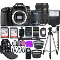 Canon EOS 80D 24.2MP CMOS Full HD Wi-Fi Enabled Digital SLR Camera with Canon EF-S 18-55mm IS STM Lens + Tamron 70-300mm f/4-5.6 AF Lens + Accessory Bundle
