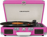 Crosley Cruiser Deluxe Vintage 3-Speed Bluetooth Suitcase Turntable, Pink