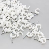 200 Round 3/8 Inches (10 mm) Cable Wire Clips Cable Management Cord Tie Holder Coaxial Nail in Clamps Tacks
