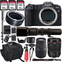 Canon EOS RP Mirrorless Digital Camera and Canon RF 24-105mm Lens + Canon EF-EOS R Mount Adapter + Sigma 70-300mm + 500mm MF Preset Lens with 160GB Memory & Complete Accessory/Travel Bundle