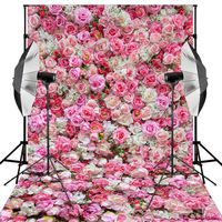 Kooer 6x9ft Roses Backdrops Pink Flower Floral Vinyl Fabric Cloth Wedding Lightweight Fresh Photography Backdrop Microfiber Studio Booth Props