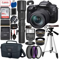 Canon EOS 90D DSLR Camera with 18-135mm Lens (3616C016), 500mm Preset f/8 Lens with T-Mount Adapter & 17PC Professional Accessory Bundle - Includes: SanDisk Ultra 64GB SDHC Memory Card + More