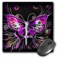 3dRose LLC 8 x 8 x 0.25 Inches Mouse Pad, Pretty Pink and Purple Fractal Butterfly Digital Nature Art (mp_116896_1)