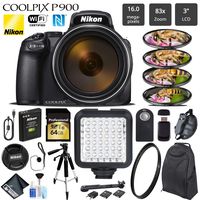 Nikon COOLPIX P900 Digital Camera 16MP 83x Optical Zoom & Built-in Wi-Fi + LED Light + Macro Filter Kit + UV Protection Filter + Wireless Remote + Tripod - International Version