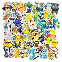 Pocket Monsters Waterproof Stickers/Decals (50 pcs) of Japanese Anime Cartoon for Laptop Skateboard Snowboard Water Bottle Phone Car Bicycle Luggage Guitar Computer PS4 (Pocket)