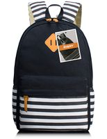 Leaper Unisex School Rucksack Stripe Travel Backpack 15.6 Inch Laptop (Black)