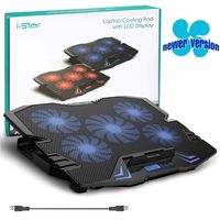 Laptop Cooling Pad, Laptop Cooler Cooling Pad Stand for up to 15.6 inch Laptop with Metal Mesh Surface, 5 Fan 2500RPM Adjustable Strong Wind LED Light, Free Height, 2 USB Port, Blue Fan