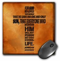 3dRose LLC 8 x 8 x 0.25 Inches Mouse Pad, John 3-16 Bible Verse Embossed on a Copper Background (mp_29092_1)