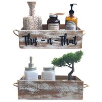 Rustic Wooden Storage Box With Jute Rope Handles - Farmhouse Organizer For Ottomans, Dressers, Vanity And Countertops, Bathrooms, Kitchen, Living Room, Bedrooms