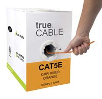 Cat5e Riser (CMR), 1000ft, Orange, 24AWG 4 Pair Solid Bare Copper, 350MHz, ETL Listed, Unshielded Twisted Pair (UTP), Bulk Ethernet Cable, trueCABLE