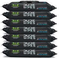 DUDE Wipes Flushable Wet Wipes, Unscented with Vitamin-E & Aloe, 100% Biodegradable, Dispenser (7 Packs, 48ct Per Pack)