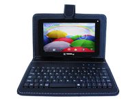 LINSAY New F7XHDBK Quad Core with Black Leather Keyboard Dual Cam 8 GB Android 4.4 Kit Kat