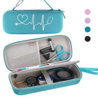 BOVKE Travel Case for 3M Littmann Classic III, Lightweight II S.E, Cardiology IV Diagnostic, MDF Acoustica Deluxe Stethoscopes - Extra Room for Taylor Percussion Reflex Hammer and Penlight, Turquoise