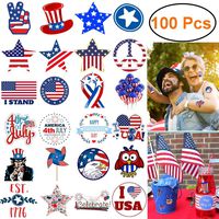 Decorations Sticker,100pcs Waterproof Vinyl Stickers for Door,Window,Car,Laptop, Motorcycle,Bicycle,Luggage, Skateboard Vinyl Graffiti Stickers Decal Patches. (July 4th Stickers)
