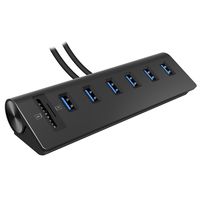 Cateck USB 3.0 6-Port Aluminum Hub with 2-Slot Card Reader Combo and 5V/4A High-Capacity Power Supply for iMac, MacBook Air, Mac Pro,MacBook Pro, MacBook, Mac Mini, PCs and Laptops, Black