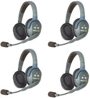 Eartec UL4D UltraLITE Full Duplex Wireless Intercom 2 Way Communication System for 4 Users - 1 ULDM Dual-Ear Master Headset and 3-Pack of ULDR Dual Ear Remote Headsets