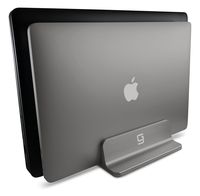 Vertical Laptop Stand, Double Desktop Stand Holder with Adjustable Dock Compatible with All laptops (Up to 20.3 inch) Updated Dual 2 Slots (Gray)