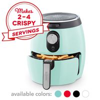 DASH DMAF355GBAQ02 Deluxe Electric Air Fryer + Oven Cooker with Temperature Control, Non Stick Fry Basket, Recipe Guide + Auto Shut off Feature, 3qt, Aqua