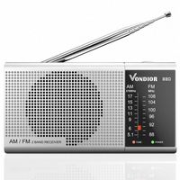 AM FM Transistor Radio - Best Reception and Longest Lasting. AM FM Portable Radio Player Operated by 2 AA Battery, Mono Headphone Socket, by Vondior (Silver)