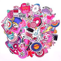 Stickers for Water Bottles,110pcs Lovely Pink Vinyl Decal Stickers for Teens Girls, Skateboard Guitar MacBook Luggage Car Bike Motorcycle Stickers Door - Waterproof - [No-Duplicate Sticker Pack]