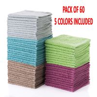 Simpli-Magic 79148 Cotton Washcloths, Multi Color, 12"x12", 60 Pack, Size 12" x 12", Taupe/Turquoise/Lime Green/Powder Blue/Raspberry