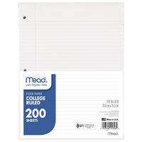 Mead Loose Leaf Paper, Filler Paper, College Ruled, 200 Sheets, 10-1/2" x 8", 3 Hole Punched, 1 Pack (15326)
