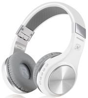 Bluetooth Headphones, Riwbox XBT-80 Folding Stereo Wireless Bluetooth Headphones Over Ear with Microphone and Volume Control, Wireless and Wired Headset for PC/Cell Phones/TV/Ipad (Sliver White)
